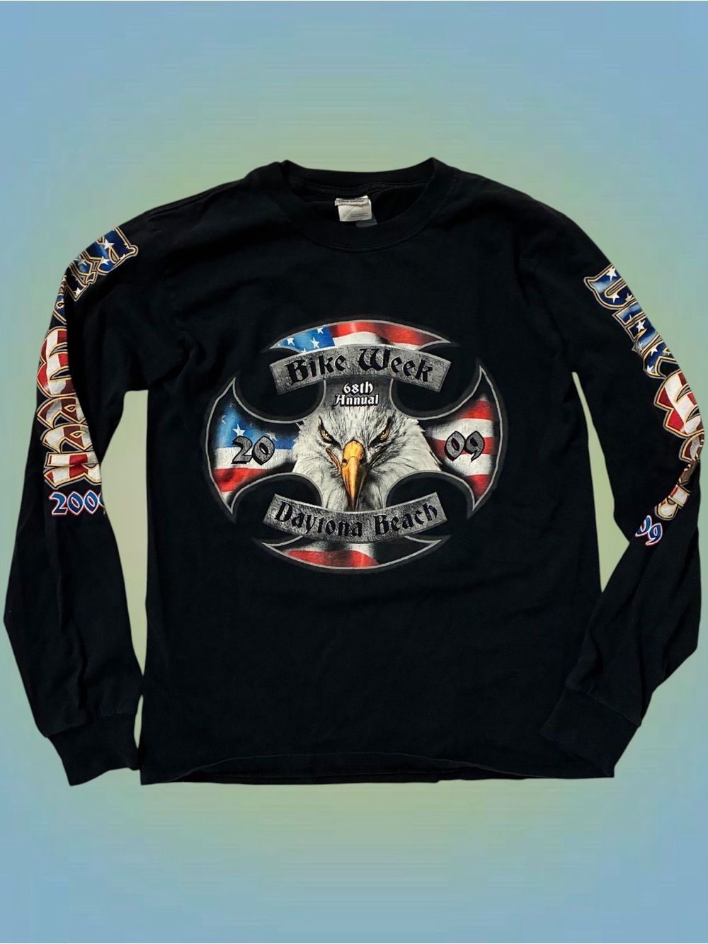 Gildan Black Long Sleeve Bike Week Daytona Beach 2009 Eagle Tee